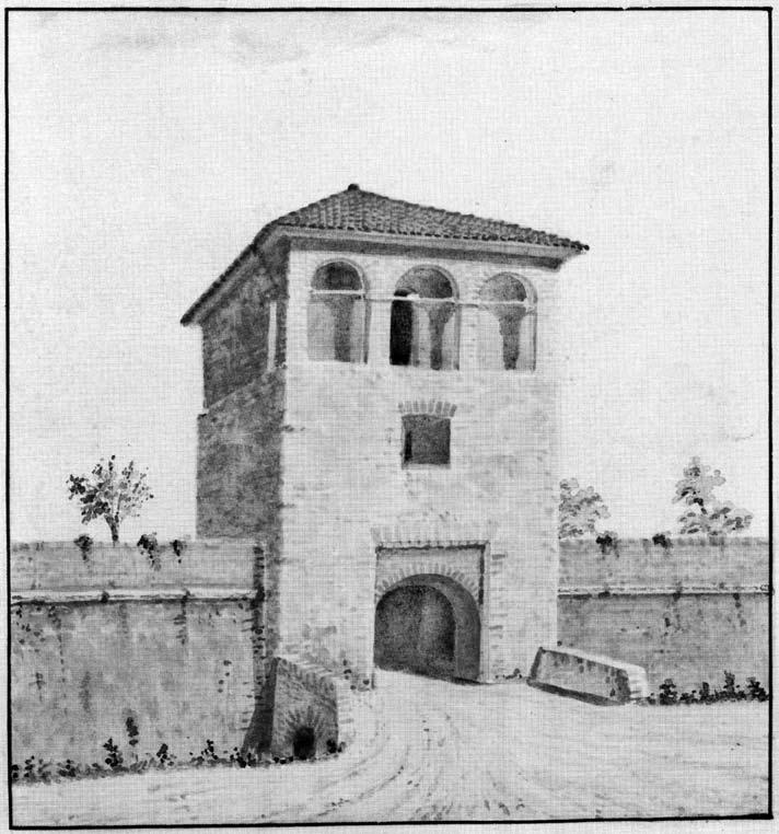 L ITALIA S È DESTA. E CASTEL GOFFREDO? La Porta di Sopra nei primi decenni dell ottocento in un disegno di Francesco Bonfiglio (proprietà Gruppo San Luca Onlus).