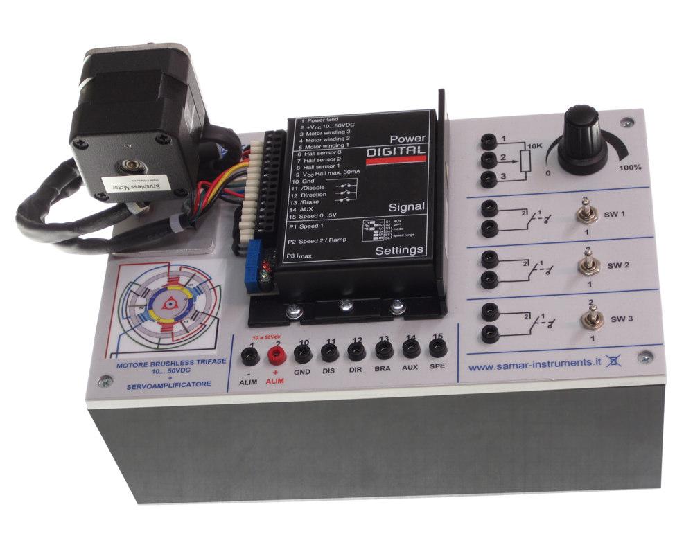 (motore c.a. non incluso) Per praticità e comodità didattica il sistema è completo di kit controllo velocità (encoder o dinamo tachimetrica o similare) da montare sul motore c.a. (non incluso).