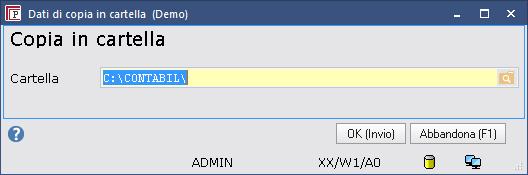 COPIA IN CARTELLA La funzione permette di copiare il file telematico in una cartella a piacere.