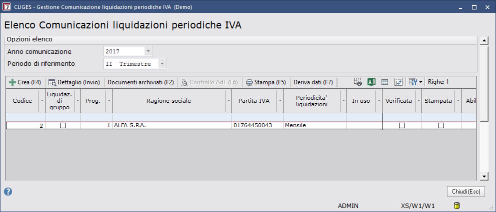 Richiamare il modello di dichiarazione cliccando sul pulsante Dettaglio (Invio) posizionato in alto per accedere alla gestione.