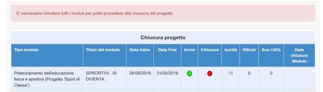 Solo nel caso in cui il modulo sia stato correttamente chiuso operazione confermata dalla presenza dell indicatore