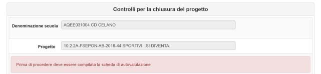 di autovalutazione del progetto.