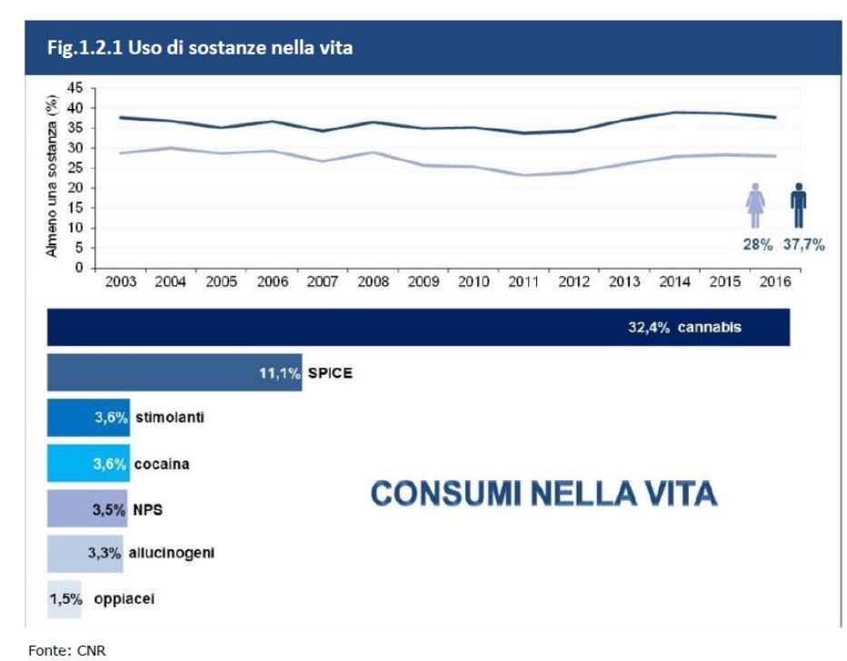 Consumi nella popolazione studentesca Le informazioni relative ai consumi di sostanze illegali tra gli studenti sono fornite dallo studio ESPAD Italia, che analizza i comportamenti d uso di alcol,