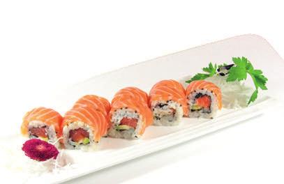 Special roll Rotolo di riso - 8 pezzi 100 Sake roll 12,00 Con interno di salmone, avocado e all esterno salmone 101 Tuna roll 13,00 Con interno di tonno, avocado e all esterno tonno 104 Tiger