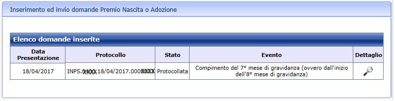 Tali documenti saranno scaricabili dal richiedente mediante gli appositi pulsanti mostrati in pagina: Figura 28 Domanda confermata Nel caso di problemi tecnici il riepilogo e la ricevuta saranno