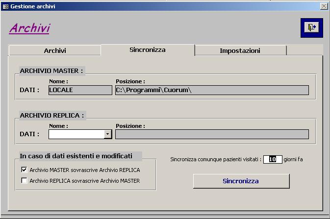 13a scheda sincronizzazione archivi Ogni archivio può