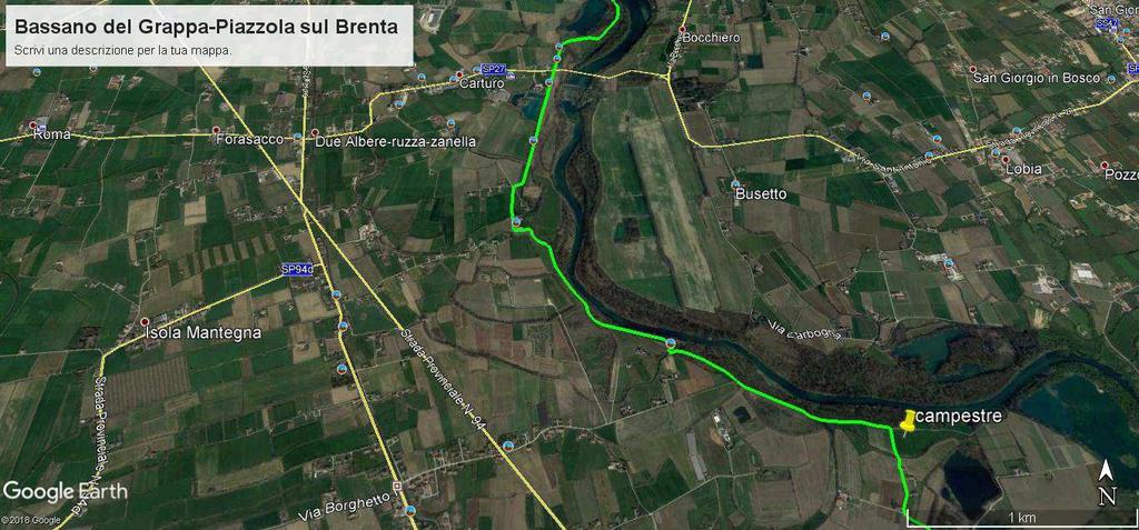 Attraversiamo e continuiamo sulla carrareccia per 1km, quando pieghiamo a destra poi a sinistra sulla terza stradina; al successivo incrocio andiamo a sinistra poi a destra e