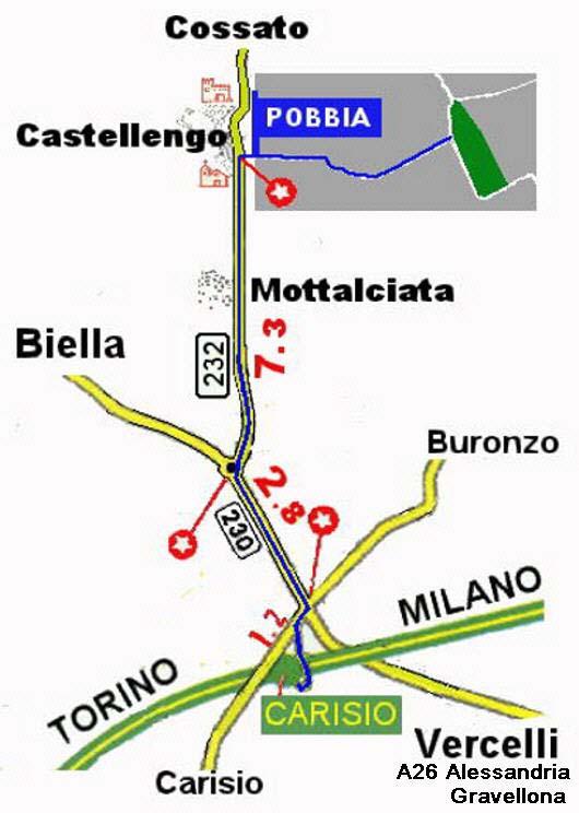 ALLEGATO A : Come Raggiungerci Posizione Geografica Longitudine Est: 8 12' 2,41" Latitudine Nord: 45 31' 54,69" metri 212 s.l.m. Dall'autostrada A26 Alessandria-Gravellona Seguire la direzione: A5 Aosta - A264 Santhià e Uscire al Casello di Vercelli Ovest.