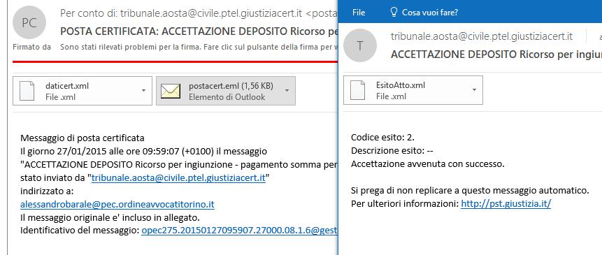 M. Dopodiché occorrerà verificare di ricevere: 4) la ricevuta di accettazione del deposito da parte del cancelliere il deposito è stato accettato ed è