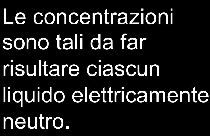 BIOELETTRICITÀ Le concentrazioni delle varie specie ioniche nei due liquidi per membrane di cellule muscolari di mammiferi sono riportate nella seguente tabella.