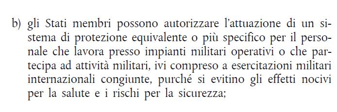 Personale che lavora presso impianti militari D.lgs.