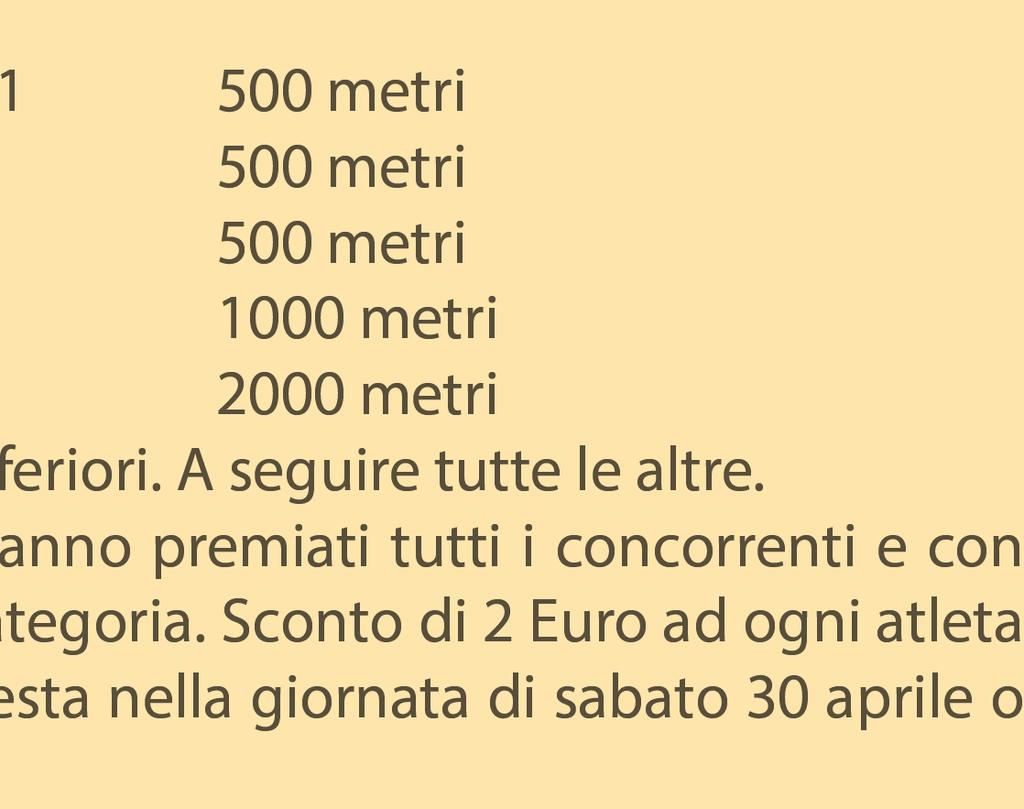 Categorie ammesse e distanze: Primi passi nati nel 2009-2010-2011 500 metri Pulcini nati nel 2007-2008 500