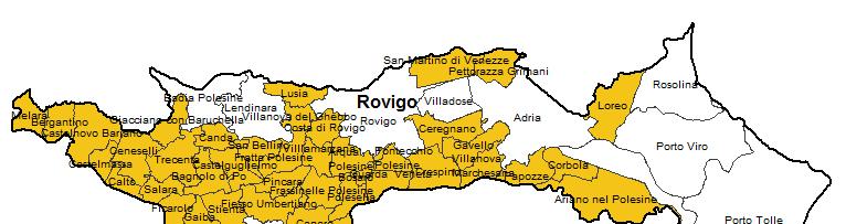 LA CARTOGRAFIA DEI OBBLIGATI DELLA PROVINCIA DI ROVIGO Comuni con pop. 0-. 5.