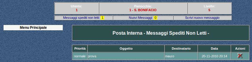 A chi manda il messaggio rimane questa pagina cliccando su Messaggi spediti e non letti, a chi arriva lampeggia Nuovi messaggi, cliccandoci sopra dà la possibilità di leggerlo.