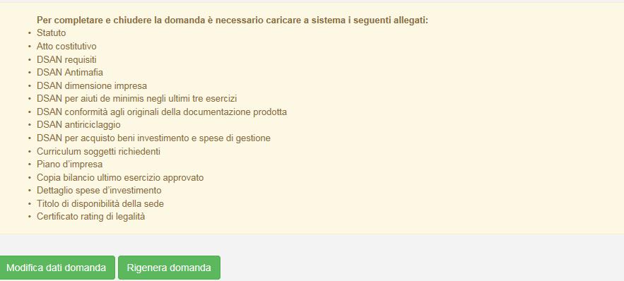 Figura 52 Domanda caricata Figura 53 Domanda e allegato caricati Solo dopo aver caricato la domanda, sarà possibile visualizzare e selezionare dal menù a tendina gli allegati da caricare nel sistema