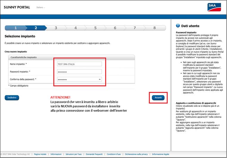 Registrazione al Sunny Portal