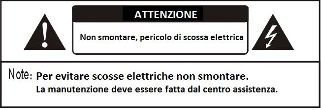 manuale. Precauzioni di sicurezza Questo simbolo indica che ci potrebbe essere tensione pericolosa non isolata all'interno del prodotto, fare attenzione quindi alle scosse elettriche.