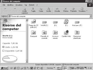 RISORSE DEL COMPUTER Aprendo l icona Risorse del Computer vedrai le icone del disco rigido, del floppy e del CD- Rom. Se clicchi sull icona del disco rigido vedrai quali programmi contiene.
