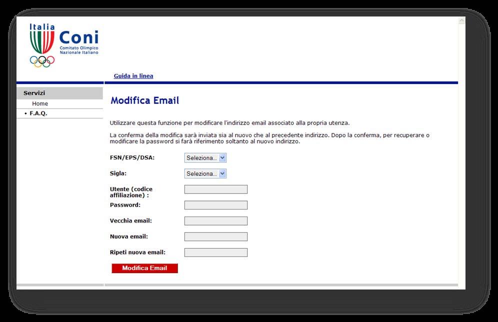pag. 33 Gestione utenza modifica e mail Se si vuole cambiare l indirizzo e mail ma non si conosce