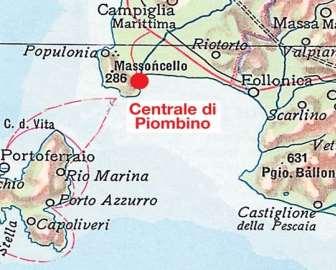 Cenrale di Piombino LA COLLOCAZIONE GEOGRAFICA PLANIMETRIA DELLA CENTRALE Scarichi acque di