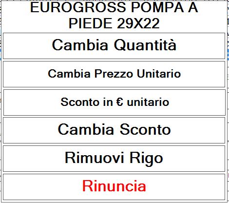 Queste funzioni aprono le relative tastiere a video per operare la variazione.