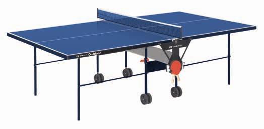 tennis tavolo 6472 TAVOLO DA INTERNO Piano in agglomerato ad alta intensità da 16 mm di spessore, bordi perimetrali in profilato metallico, laccato blu, richiudibile, dotato di bloccaggi di