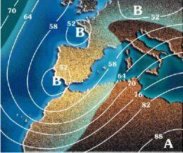 Tempo da Sud Aria polare si spinge verso le basse latitudini penetrando profondamente nell'africa nordoccidentale, per contrasto, correnti