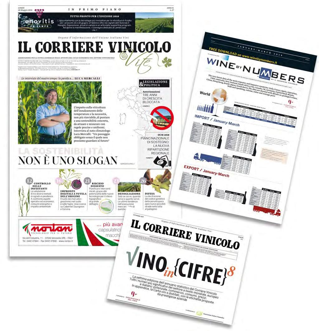AREA MEDIA IL CORRIERE VINICOLO, organo di informazione di Unione Italiana Vini dal 1928, è il settimanale di riferimento della