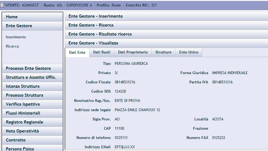 CENSIMENTO RUOLI TAB DATI RUOLI DA PARTE DEL LEGALE