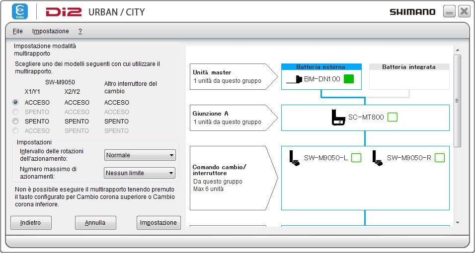 Impostazione modalità multirapporto È possibile modificare le impostazioni modalità multirapporto.