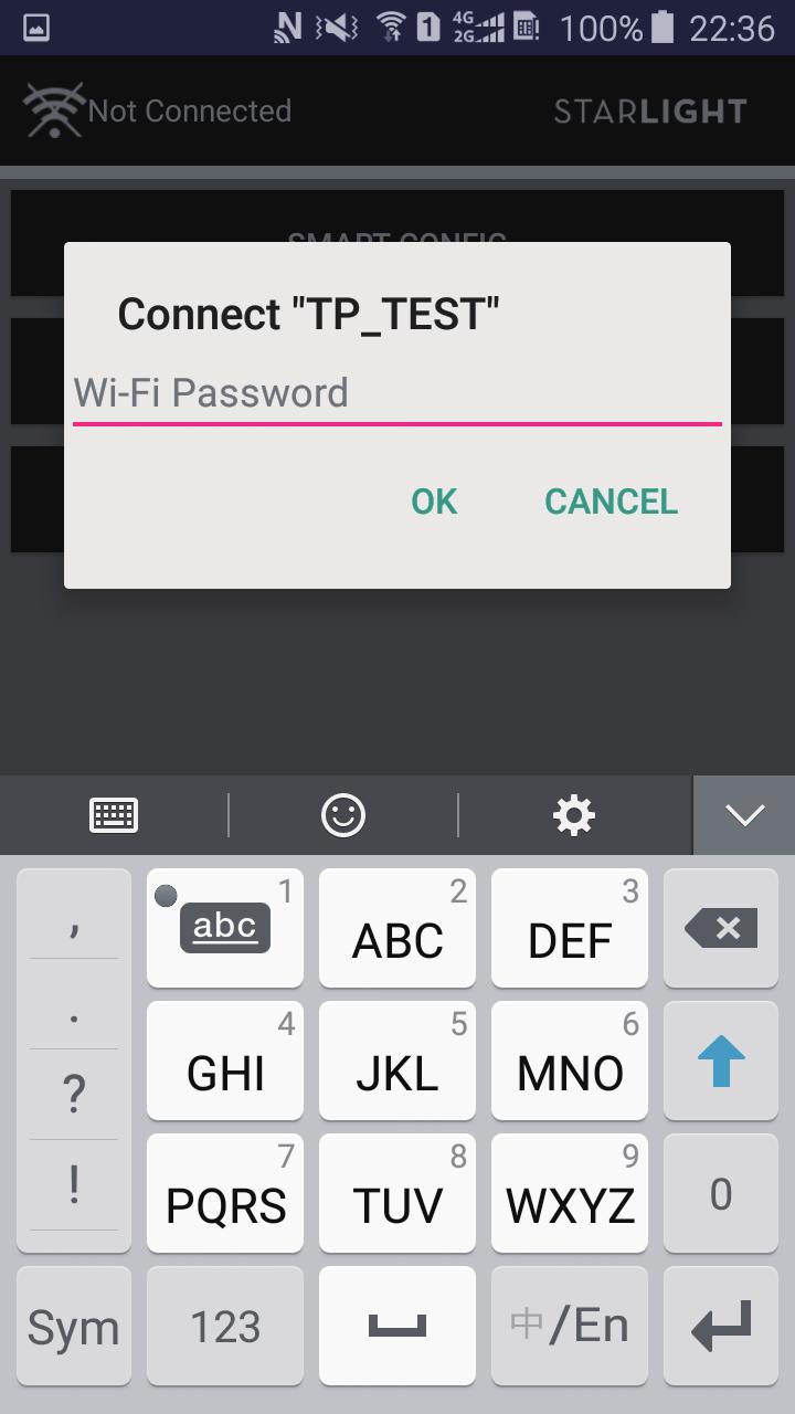 Premere il tasto "Smart Conﬁg" e inserire la password (max. 40 caratteri) della propria rete WLAN.