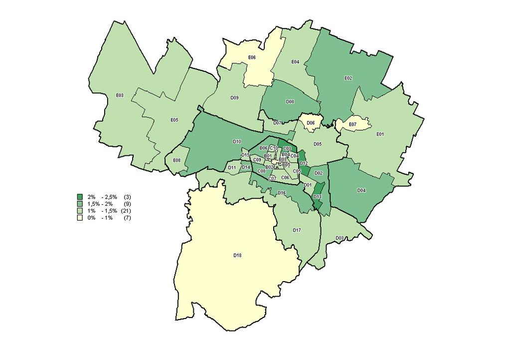 Figura 16: Mappa della distribuzione dell IMI nelle zone OMI anno