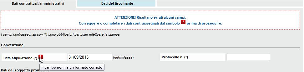 Pag. 17 di 44 Nella pagina risultano già compilati i dati che sono stati inseriti nella comunicazione di avvio del tirocinio (alcuni di questi non sono modificabili).