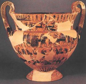 Il Vaso François. Sull orlo del vaso è dipinta la nave con cui Teseo fa ritorno dopo l impresa del Minotauro.