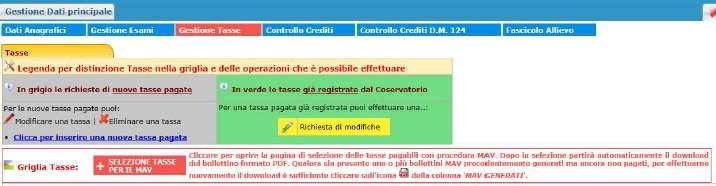 TASSE E CONTRIBUTI Nella scheda Gestione Tasse, cliccare la voce Clicca per inserire una nuova tassa pagata (nella parte a sinistra, in grigio).