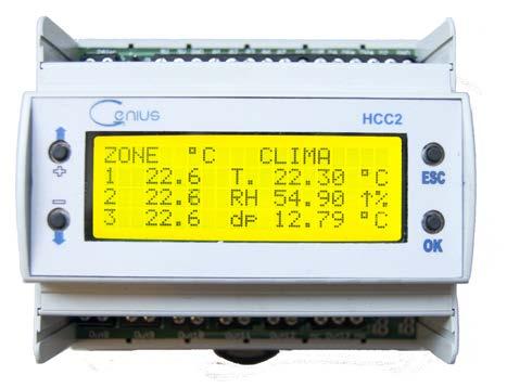 Genius HCC2, collegata ai relativi sensori, controlla indipendentemente la temperatura e il clima di 3 zone e la temperatura di 1 tubazione, basandosi sulle condizioni rilevate.