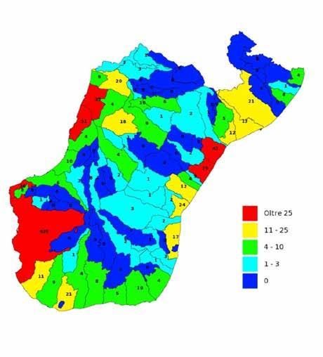 L analisi dei dati comunali di incidentalità evidenzia il primato del territorio ricadente nel Comune di Reggio di Calabria (con 439 sinistri che rappresenta il 44.