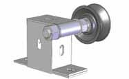 sheave w/right/left-hand guidetrack - poulie pour portes avec railguide droite/gauche - polea para puertas con soporte