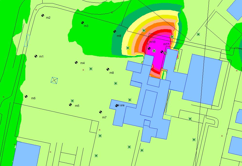Zoom di dettaglio sull area: Fruibilità dell area: - Le zone esposte a livelli di rumorosità al di