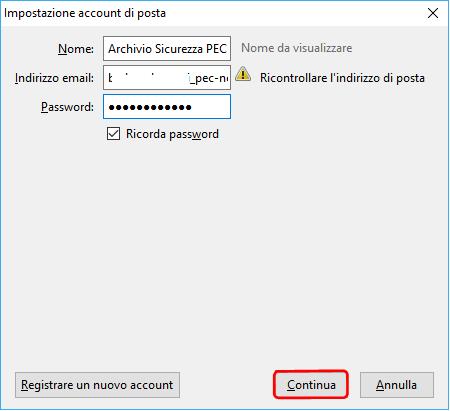 IMAP Digitare la password della propria PEC alla voce Password.