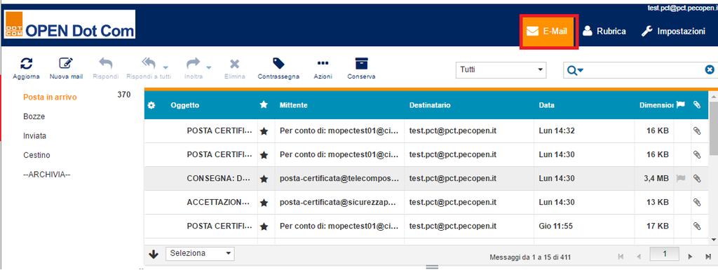 contenuto equivalente a quello della webmail e dalla quale sarà quindi