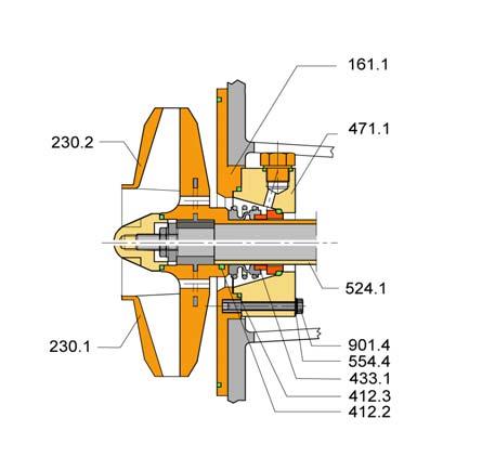 Disegni in sezione e distinta dei componenti Versione: Dimensioni costruttive: 32-125 und 40-125 Coperchio