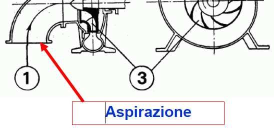 L'acqua entra nella pompa attraverso il tubo di aspirazione e viene inviata, attraverso il movimento della girante, nel tubo di mandata.