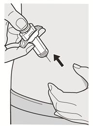Passo 12: Rilascio Una volta che l ago è stato estratto dalla pelle, sollevare il pollice dallo stantuffo: questo riporta l ago