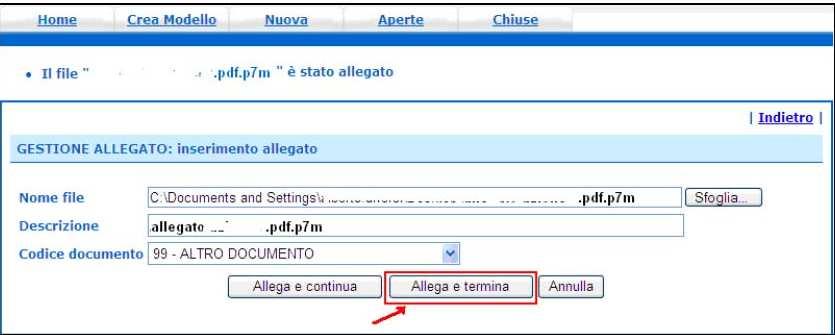 Figura 32 - procedere quindi all invio della pratica (Figura 33): Figura 33 ALTRE AVVERTENZE PER LA SPEDIZIONE Il servizio di acquisizione delle Pratiche da parte degli Sportelli Telematici è attivo