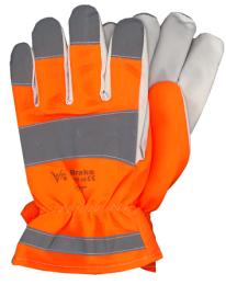 10.00* - guanti da lavoro "vega" brake colore arancio/bianco (3221) EN 388, ideli per basse temperature, manutenzione stradale, operatori ecologici, composizione nitrile grigio su palmo,