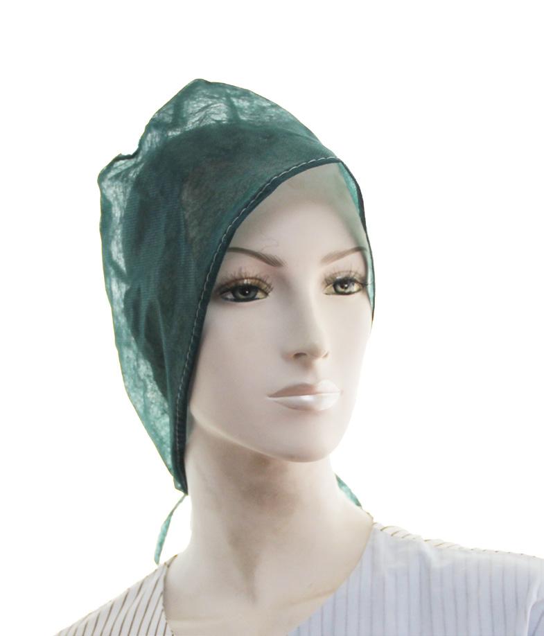 Cotone 50% Poliestere - ipoallergeniche Verde scuro Cappellino chirurgico monouso con elastico posteriore Art.