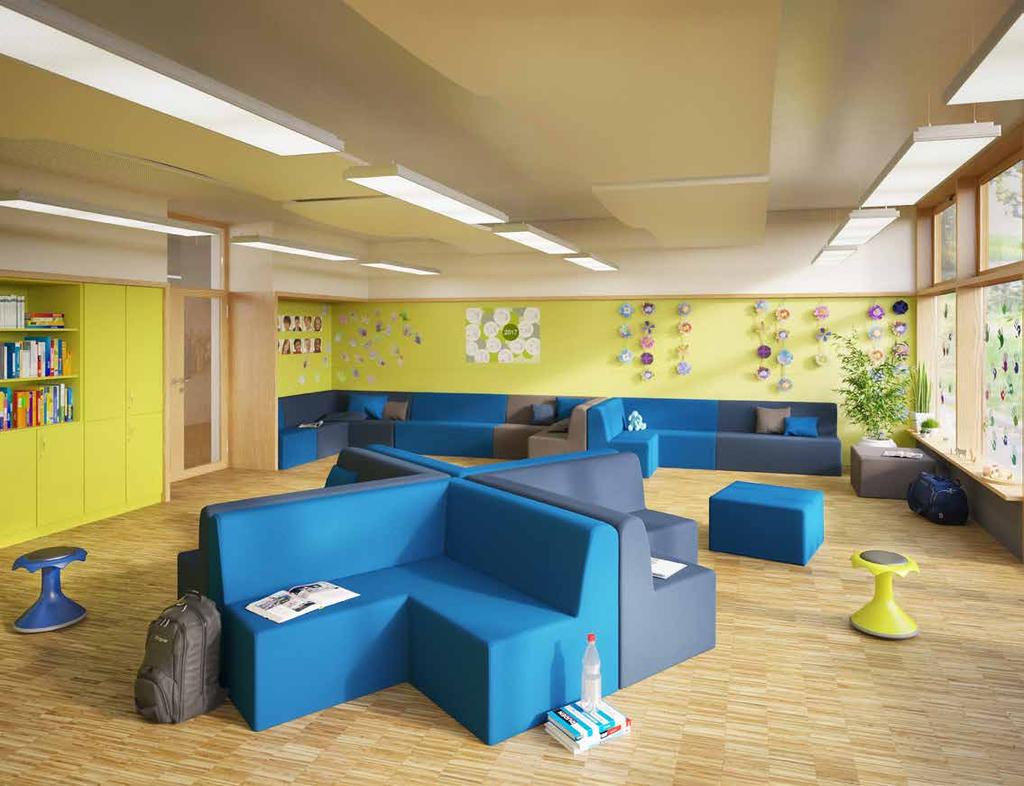 Una zona lounge opportunamente arredata permetterà agli studenti di incontrarsi in un ambiente piacevole in cui formare piccoli gruppi, leggere e svolgere i