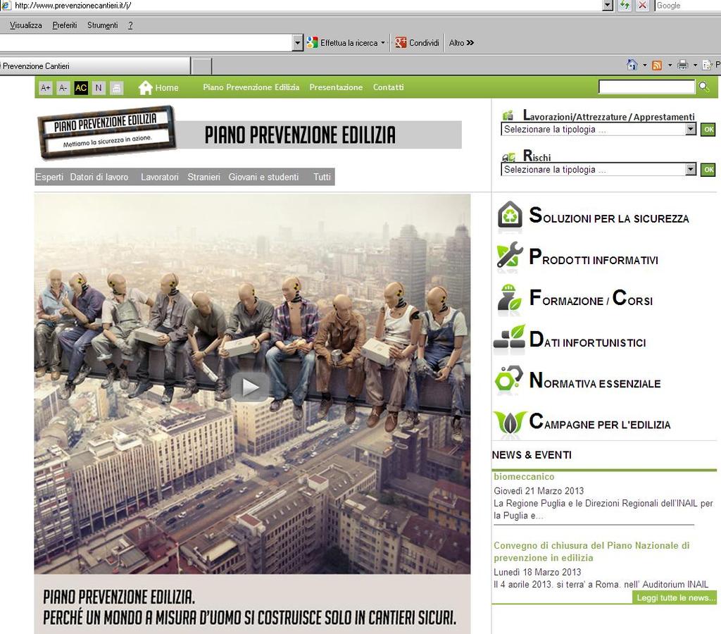 informazione e l assistenza Realizzazione del portale www.prevenzionecantieri.