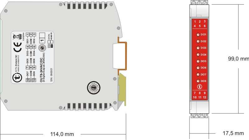 Dimensioni Meccaniche Montaggio scheda sul bus Ogni scheda di espansione Modulo deve essere installata in senso orizzontale per garantire il corretto raffreddamento di tutte le sue parti grazie alla